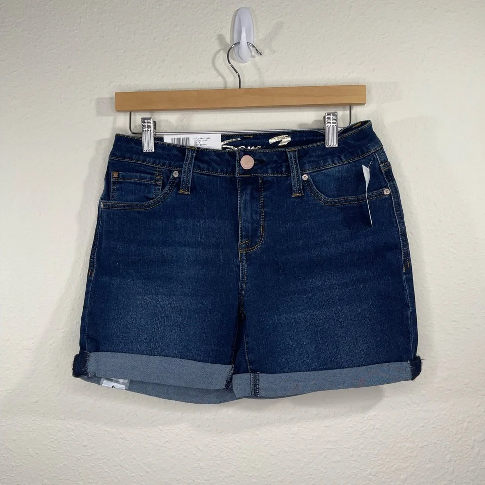 Seven7 Women Weekend Rolled Cuff Stretch Jean Short Color Blue Size 4;6;…